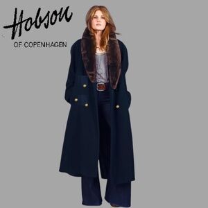 Vintage Stunning Hobson Of Copenhagen Wool Coat With Mink Collar